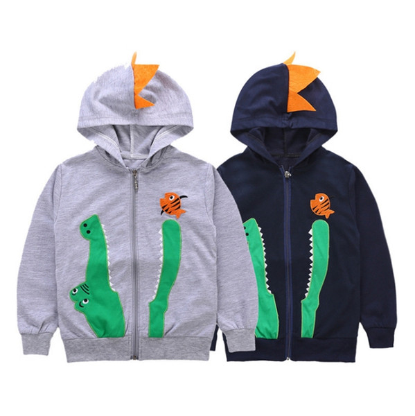 Kids Coats Embroidered Kids Boy Jacket Long Sleeve Children Hooded Outerwear Casual Boys Tops Outfits Black Grey Optional DW4311