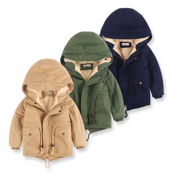 Boys Swallowtail Hoodies Jackets Baby Boy Winter Padded Cotton Coat Classical Designer Rope Kids Jacket Fur Cashmere Thickening Jacket 3-10T