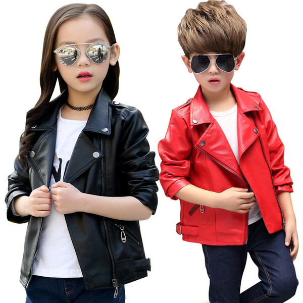 BradPitt star with the same paragraph children's clothing spring and autumn coat 2019 new 2-15 years old girl boy Korean children's leather