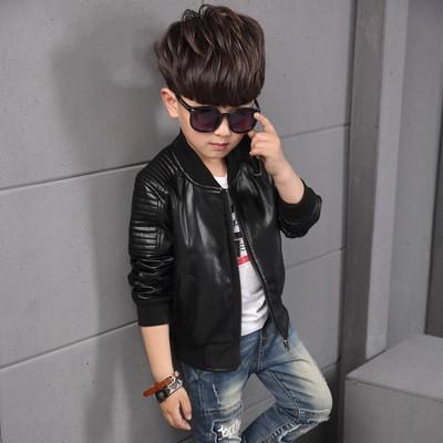 Baby Boy Leather Jacket Boys Coat Black and Brown Color Children Jackets Garcon Kids Jacket
