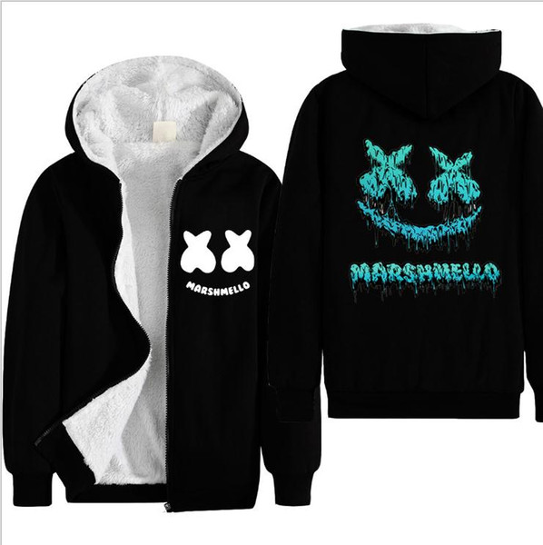 Boy Jacket and Coat Thick Warm Winter Clothes Tops Marshmello DJ Music Cotton Hooded Hoodies Sweashirts Black Grey Children Zipper Jacket