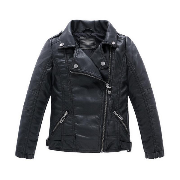 Teenager Baby Boys Leather Jacket Boys Casual Black Solid Children Outerwear Kids Girls Coats Spring Leather Jackets 2016 New