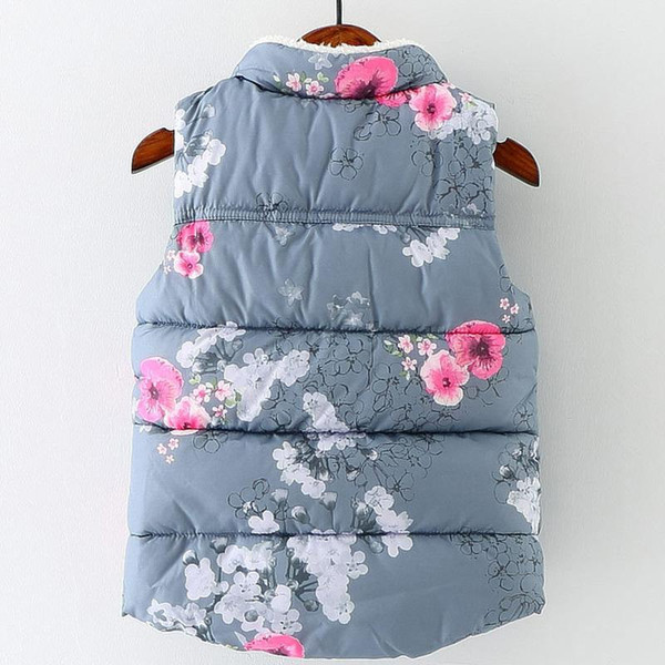 2018 winter vest girls turtleneck thicken vest kids clothes children waistcoat floral print pattern sleeveless vest