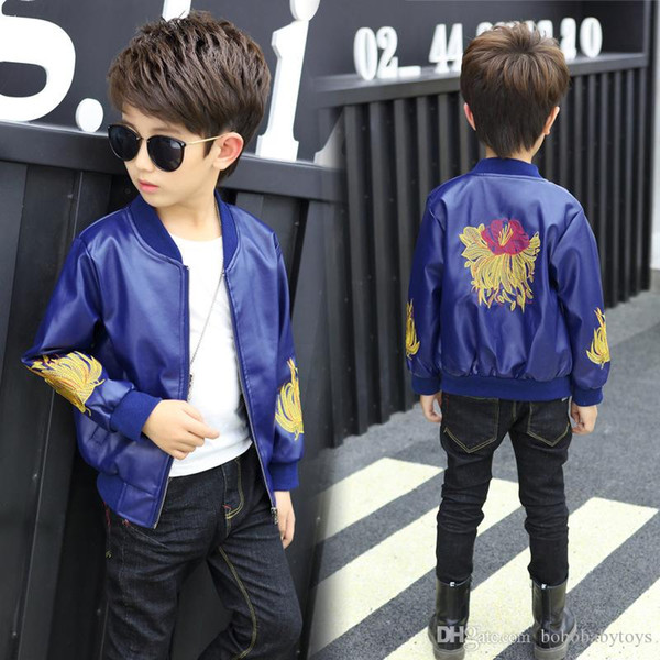 Boy Causal jacket coat novelty leather PU Thicken jacket coat for 1-8years boys students kids children outerwear leather clothing B286