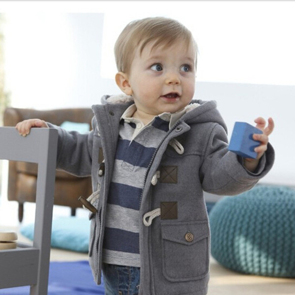 The New Winter Coat Of Childrens Coat With Horn Button in European and American Colors Coat Jacket Horn Button Child
