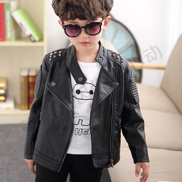 New Boys Jacket Leather High Quality Black Boys Coats Children Jackets Kids Jacket