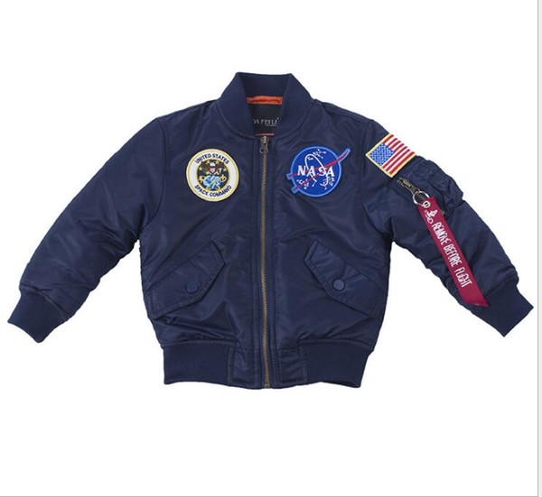 NASA Designer Jackets Outerwear MA1 Flight Pilot Bomber Jacket kids Windbreaker Baseball Wintercoat boy Jacket Veste enfants Size 2T-12T