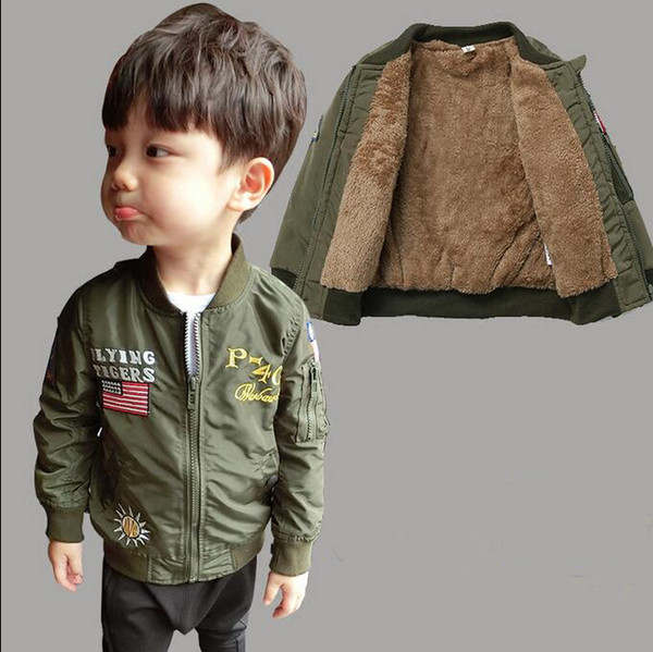 Kids Boys Jacket Coat, Korean Baseball Style Children Clothing, 2018 Autumn Winter Army Outerwear Coat, Baby Boys Clothes