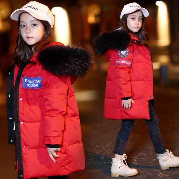 Kids Winter Down Jacket For Baby Boys Thicken Warm Big Real Fur Collar Kids Boys Winter Coat 4-15 Years Kids Teenage Parka