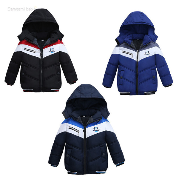 Retail kids winter coats boys designer Luxury patchwork thick padded hooded jackets down coat fashion jacket outwear children clothing