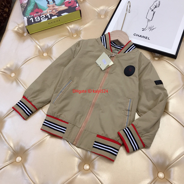 Boy jacket kids designer clothing autumn and winter color matching thread coat zipper closed woven cotton material coat
