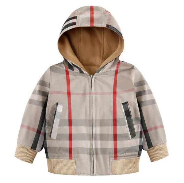 Boys Classic Plaid Jacket 4-8 Years Kids Children hooded plaid long sleeve casual outwear Boys Fashion Thick Warm Hooded Outwear Jacket boy