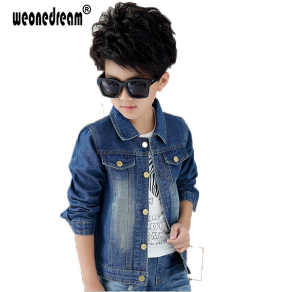 WEONEDREAM Spring Autumn Children's Jacket Denim Boys Jean Jackets Girls Kids Clothes Baby Coat Casual Outerwear Size 90-170cm Y18102607