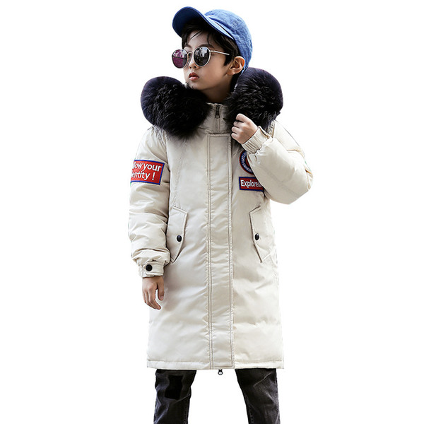 Boys Winter Jacket Down Tops for Big Boy with Real Fur Hooded Kurtki Zimowe Boys Winter Clothing Kids Winter 903X40