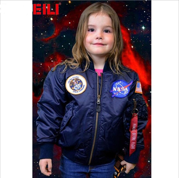 NASA Designer Jackets Outerwear MA1 Flight Pilot Bomber Jacket kids Windbreaker Baseball Wintercoat boy Jacket Veste enfants Size 2-10years