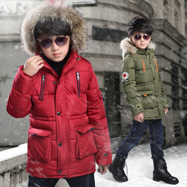 Retail High Boys winter long down coat kids designer thicken hooded jackets coats fashion overcoat jacket outwear