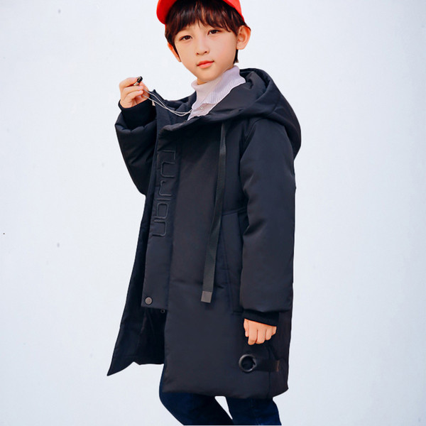 Children's Winter Jackets Boys Fashion Winter Coat Kids Warm Thick Hooded Long Down Coats for Teenage Size 4 6 8 10 12 Year