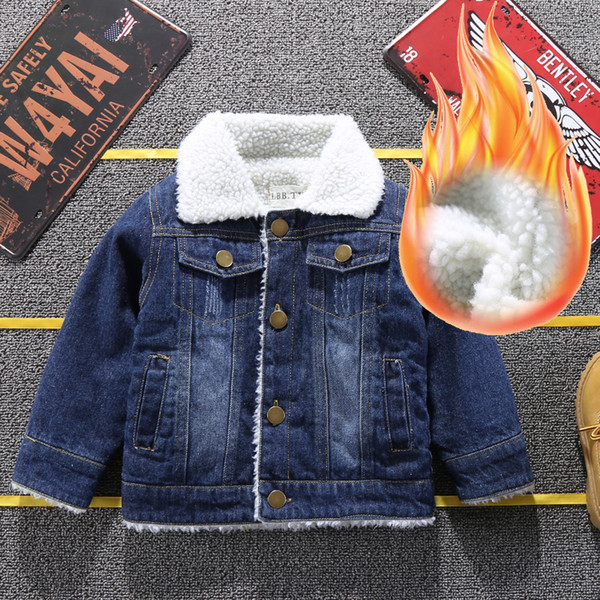 Boys denim coats winter kids fashion thick velvet outerwear for baby boys children warm jackets clothing boys doorout outfits