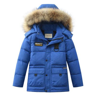 KIDS TeenagersKidsDesignerClothesChildren'sDownDressBoys'Middle and LongKoreanEditionHairCollarThickenedWinterDressChildren's Dress lidanhua