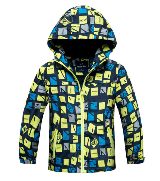 Boys plus velvet windbreaker Children's Jackets Waterproof Thickening Hooded Jacket 2 color 5 size DHL freeshipping