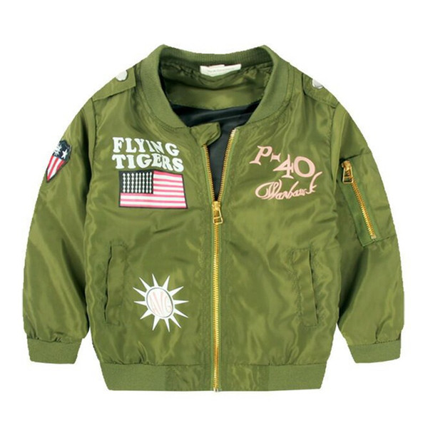 Bomber Jacket for Boys Kids Clothes Green Windproof Waterproof Breathable Coat Zip fastening Outwear for Children Clothing