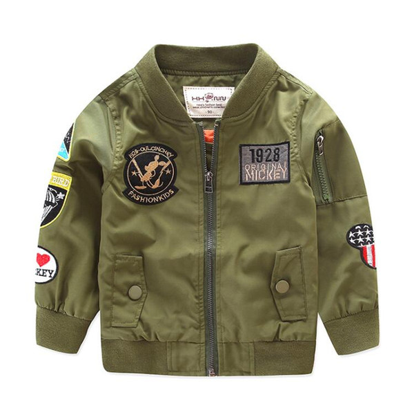 2017 Spring Autumn Jackets for Boy Coat Bomber Jacket Army Green Boy's Windbreaker Winter Jacket Kids Children Jacket