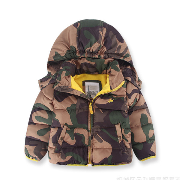 Boys' Winter Coat Puffer Jacket camouflage Cool Hooded Jacket keep Warm Child Zipper Coat for 2-8 years Kids Brand Jacket