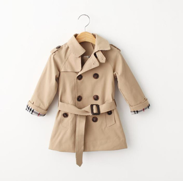 1-6 ages Children trench coats for Boys Long Pattern Casual Boys Belted Trench Coat Child 2019 Spring England style Jacket Outerwear