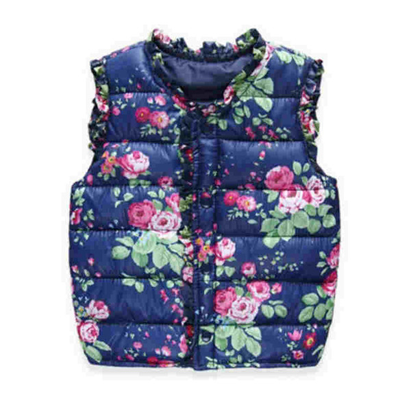 good quality Girls Kids Vests Children's Down Cotton Warm Vest Baby Girls Sweet Floral Waistcoat Children Clothing Vest Jacket coat