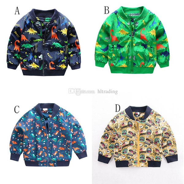 Children boys dinosaur Coats cartoon print Jackets Baby Clothing Tops kids Cardigan Outwear C4586