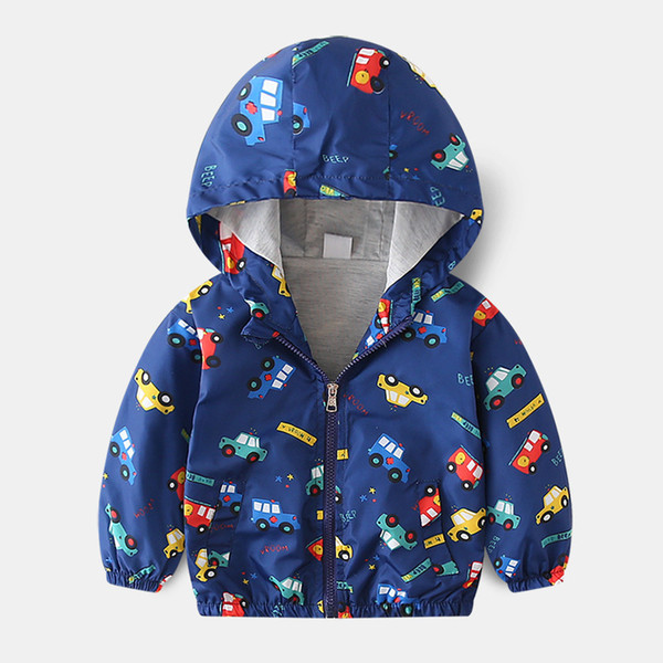 Kids jackets Spring autumn new Boys fashion cartoon Dinosaur print hooded jacket Baby boy clothes coat
