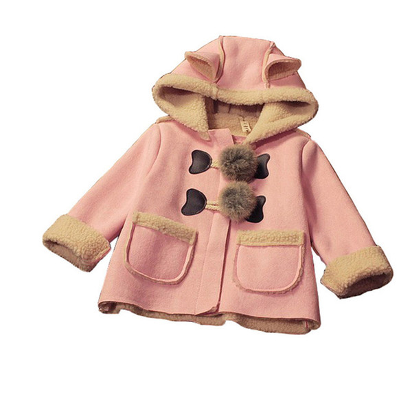 good qulaity baby girls tops clothes newborn kids winter cartoon hat jackets baby girls fur hooded coat baby jacket infant clothes