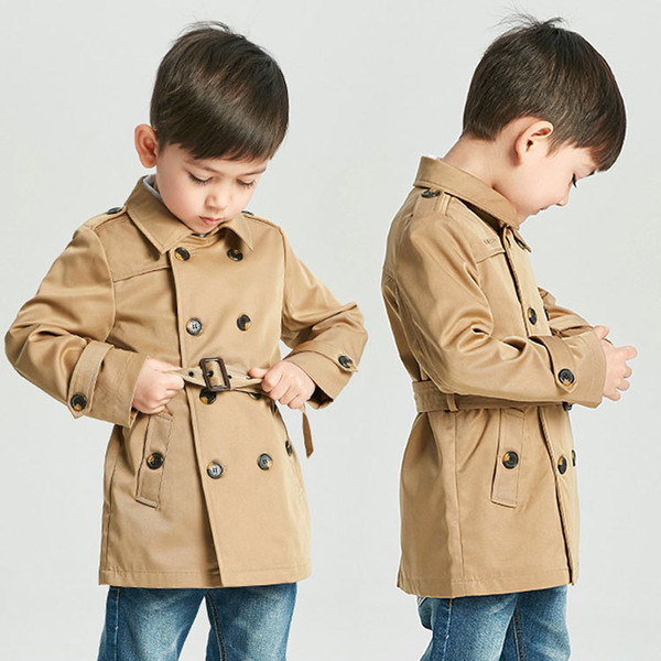 Original Single England Children Loose Coat 2018 Spring Catamite Windbreaker Loose Coat Both Row Buckle Baby Windbreaker Jacket Tide