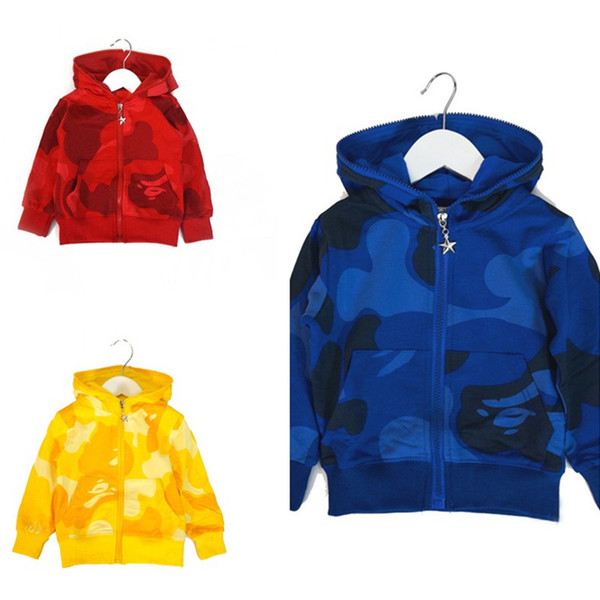 Boy Girl Pure Cotton Children's Garment 2018 Spring Hoodies Jacket Cardigan Tide Brand Camouflage Cartoon Unisex Loose Coat Kids Sport