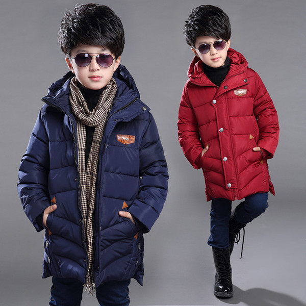 Baby & Kids Clothing Outwear Coat 2018 winter Fashion boys Casual classic patchwork long sleeve cotton-padded coats jacket Tops