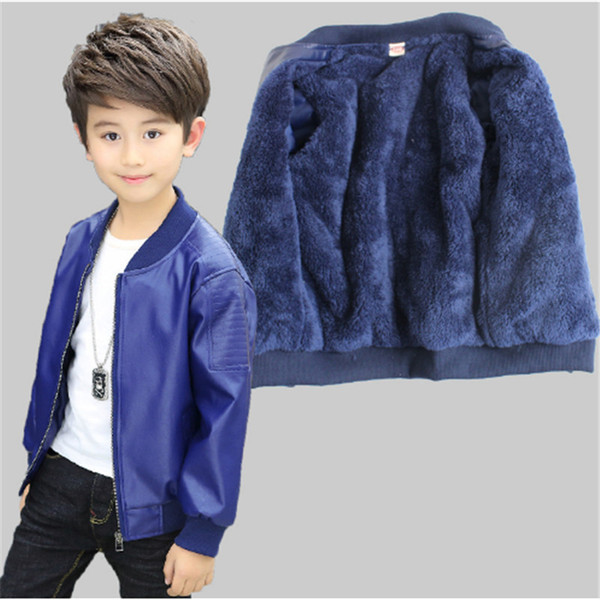 good quality baby boys warm jacket children spring autumn casual faux leather outerwear kids boys cardigan plus velvet coat clothing