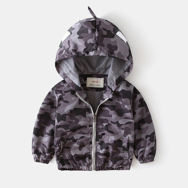 Boys coat spring autumn new boy camouflage print little monster shape Hooded jacket Child clothes