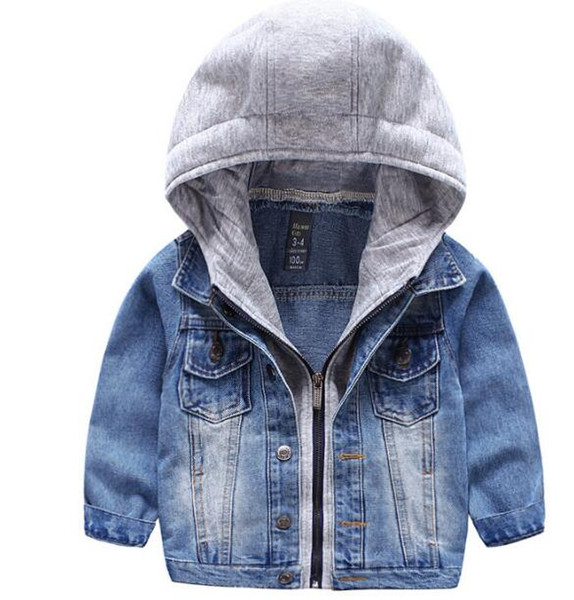 2019 foreign trade latest explosion fashion boy fake two-piece zipper denim hooded jacket