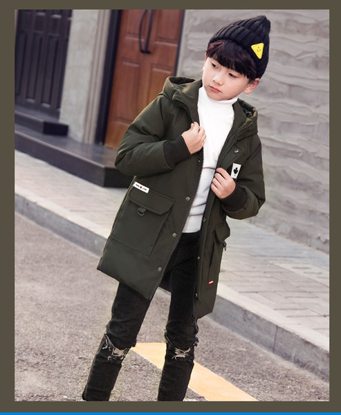 Boy Childrens Wear Medium Style Loose Keep Warm Down Jacket Zip-up Coat Pure Color Korean Lin KaiYang
