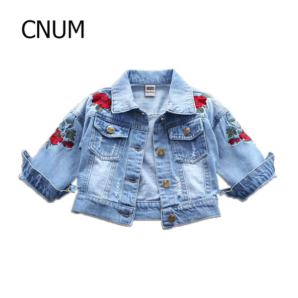 CNUM Girls Jackets Spring Cotton Kids Girls Jackets & Coats for Kids Autumn Denim Coats Children Designer Clothing Print 2017 T