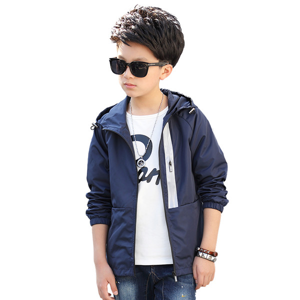 2018 Children Outerwear Kids Sporty Solid color Jackets Double-deck Waterproof Windproof Boys Jackets For 5-15 Years Old 2Colors Y18102607