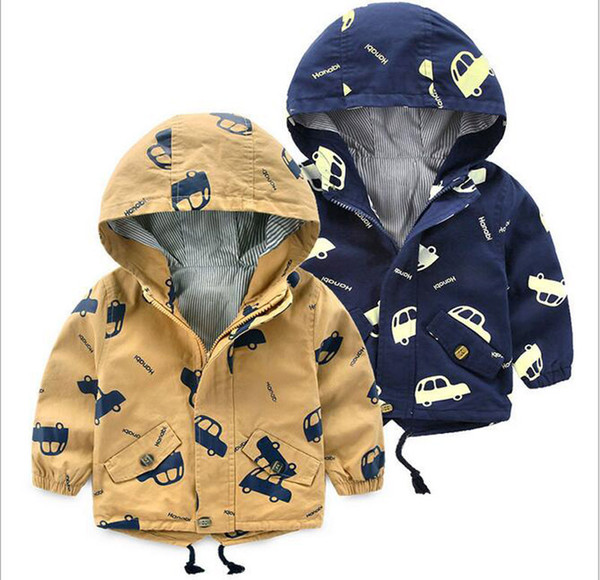 50pcs 2017 Boy Outwear Coat Hooded 2colors Cotton Long Sleeve o-neck children Casual Top 3-8years old spring and autumn