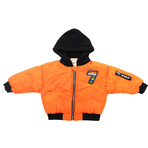 2019 winter cotton pure color bread style fashion casual all-match cotton jacket with cap for handsome cute baby boys