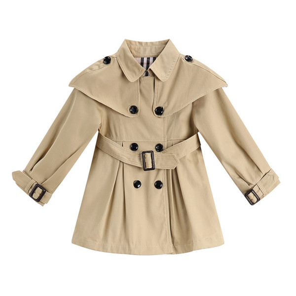 Girl Loose Coat Double Row Buckle English Wind Middle Length Paragraph Windbreaker Europe And America Chi
