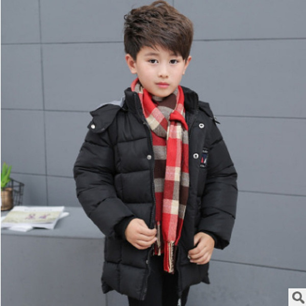 Children's Clothing Parkas 2017 New Boys Winter Fashion Solid 4 Colors Zipper Thick Padded Leisure Parkas Size100-140 ly453
