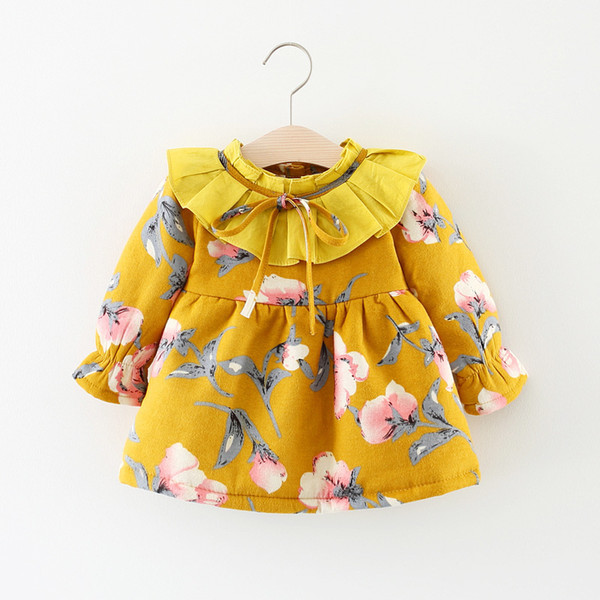 good qulaity 2019 fashion infant baby girls coats clothing newborn cotton fleece velvet thicken outerwear for toddle floral jackets