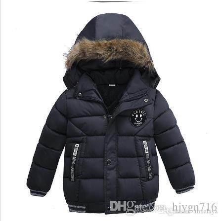 Baby Boys Winter Smile Overcoat Children Thick Coat Children Clothes Outwear Cotton Jacket Infant Boy Hooded Jacket For 90-120