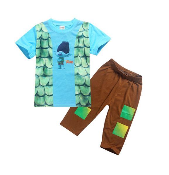 2018 Trolls Boys Pajamas Sets Boys Summer Pyjamas Kids Summer Cotton Sleepwear for 4-10 Years Children