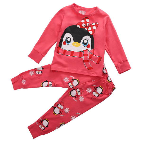 Toddler Baby Girls Pajamas Summer Set Sleepwear Child Clothes Cute Cat Print Pink Tops and Leggings