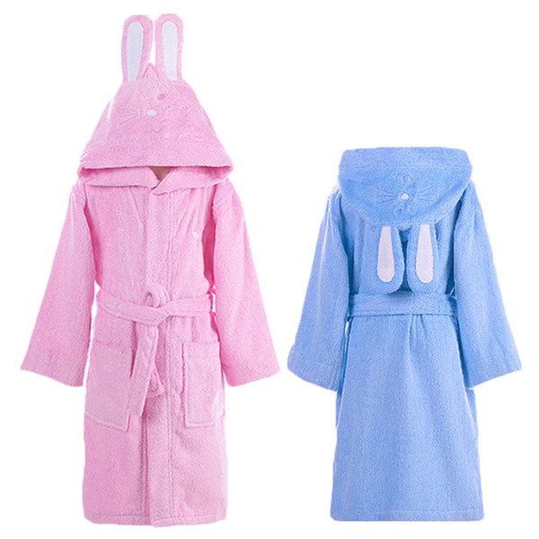 Kids Bath Robe Girls Bathrobe Cute Rabbit Ear Hooded Boys Sleepwear Bathrobes for Children Homewear Towel 5 Colors